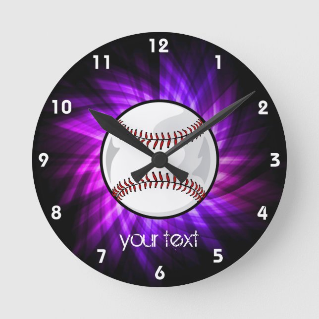 Purple Baseball; Softball Round Clock (Front)