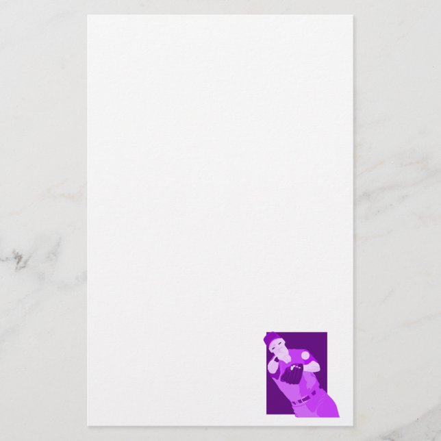 Purple Baseball Stationery (Front)