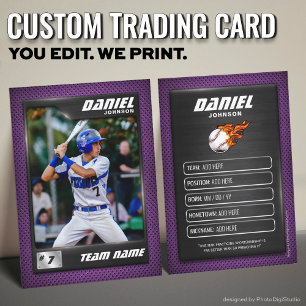 Purple Baseball Trading Card Baseball Player