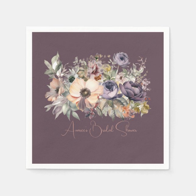 Purple Basil Floral Bouquet  Shower Napkin (Front)