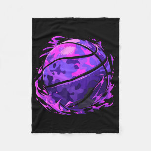 Purple Basketball Camouflage For Men Women Kids Yo Fleece Blanket