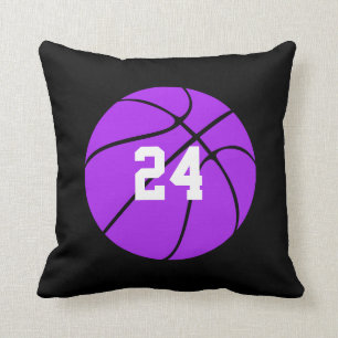 Purple Basketball Custom Player Name Throw Pillow