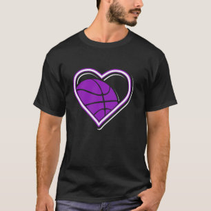 Purple Basketball Heart for Basketball Lovers T-Shirt