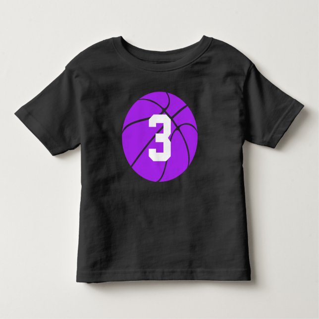 Purple Basketball Kid Custom Jersey Number Toddler Toddler T-Shirt (Front)