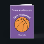 Purple Basketball Sport 15th Birthday Card<br><div class="desc">A purple personalised basketball 15th birthday card for granddaughter, daughter, niece and more. You will be able to easily personalise the front with her name. The inside reads a birthday message, which you can easily edit as well. You can personalise the back of this basketball birthday card with the year....</div>