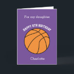 Purple Basketball Sport 9th Birthday Card<br><div class="desc">A purple personalised basketball 9th birthday card for daughter, granddaughter, sister, etc. You will be able to easily personalise the front with the birthday recipient's name. The inside reads a birthday message, which you can easily edit as well. You can personalise the back of this basketball birthday card with the...</div>