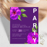 Purple Bat Mitzvah Floral Watercolor Bold Modern Enclosure Card<br><div class="desc">Be proud, rejoice and celebrate this milestone of your favourite Bat Mitzvah with this sophisticated, personalised insert with additional information to your event! A chic, stunning, purple pink floral watercolor with simple, modern san serif type overlays a dark purple plum background. Personalise the custom text with your Bat Mitzvah’s name,...</div>