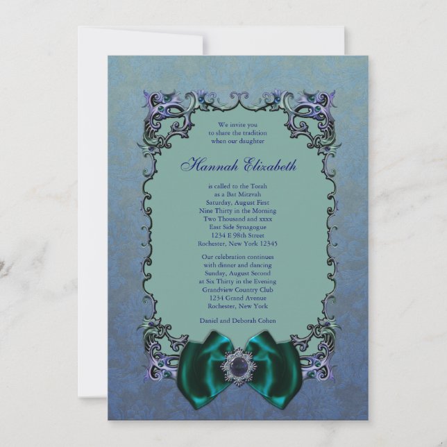 Purple Bat Mitzvah Invitations (Front)