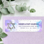 Purple Bat Mitzvah Silver Foil Watercolor Address Return Address Label<br><div class="desc">Be proud, rejoice and celebrate this milestone of your favorite Bat Mitzvah! Use this stunning, modern, sparkly silver faux foil Star of David and tiny dots against a soft purple watercolor background, return address label to herald her special day. Personalize the custom text with your name and address. Guaranteed to...</div>