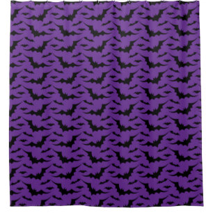 Purple Bat Pattern Shower Curtain