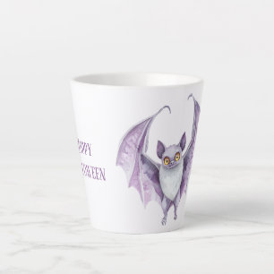 Purple Bat Spooky Halloween Latte Mug