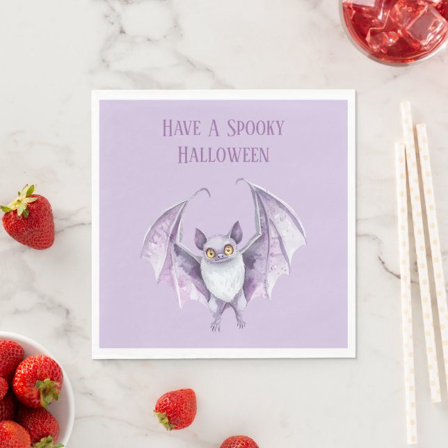Purple Bat Spooky Halloween   Napkin (Insitu)