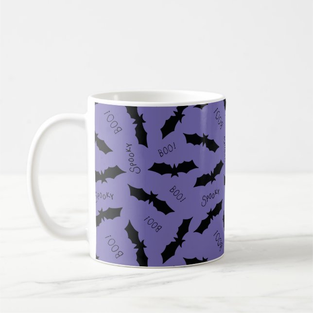 Purple Bats Halloween Coffee Mug (Left)