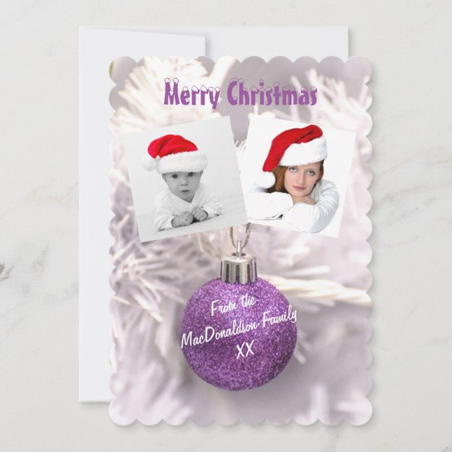 Purple bauble photo template Christmas (Front)