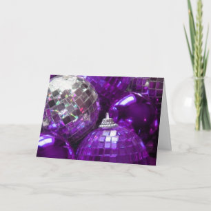 Purple Baubles 'Merry Christmas' greetings card