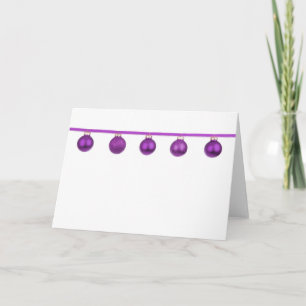 Purple Baubles on Ribbon Christmas Card