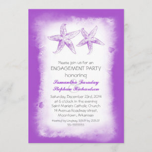 purple beach engagement party invitations