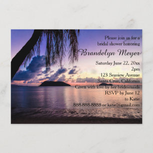 Purple Beach Sunset Bridal Shower Invitations