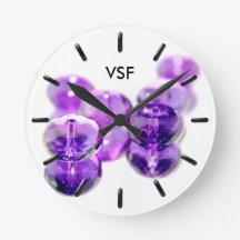 Purple Beads personalised initials wall clock