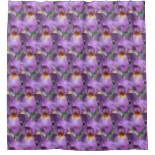 Purple Bearded Iris Flower Nature Pattern Shower Curtain