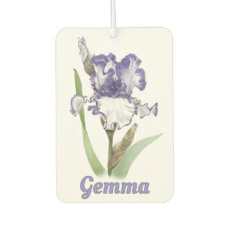 Purple Bearded Iris Flower Personalised Car Air Freshener