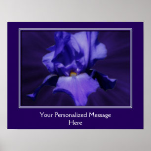 Purple Bearded Iris Flower Personalised Poster
