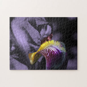 Purple Bearded Iris Flower Petal Jigsaw Puzzle