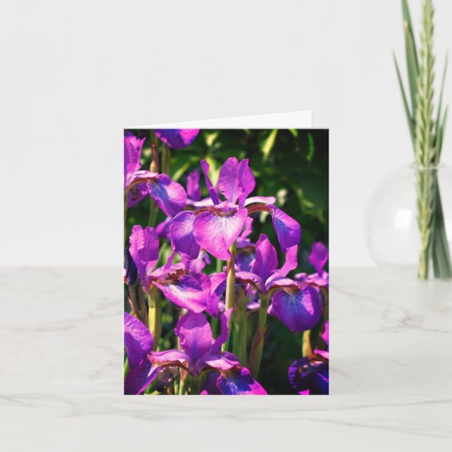Purple Bearded Iris Flowers Customisable Note Card (Front)