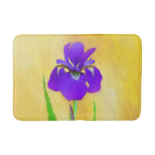 Purple Bearded Iris Painting - Cute Original Dog A Bath Mat