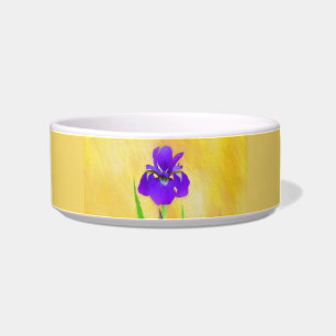 Purple Bearded Iris Painting - Cute Original Dog A Bowl