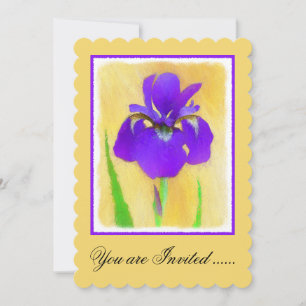 Purple Bearded Iris Painting - Cute Original Dog A Invitation