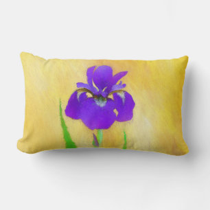 Purple Bearded Iris Painting - Cute Original Dog A Lumbar Cushion