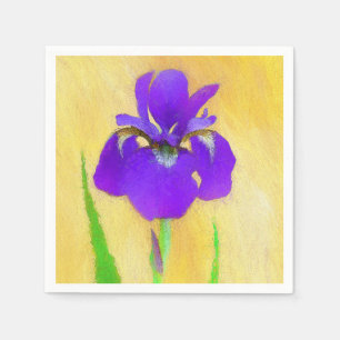 Purple Bearded Iris Painting - Cute Original Dog A Napkin