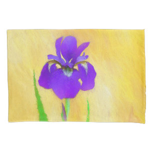 Purple Bearded Iris Painting - Cute Original Dog A Pillowcase