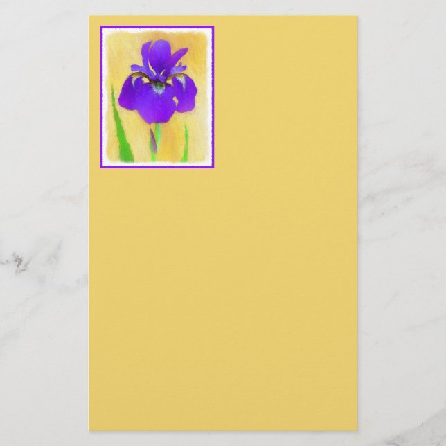 Purple Bearded Iris Painting - Cute Original Dog A Stationery (Front)