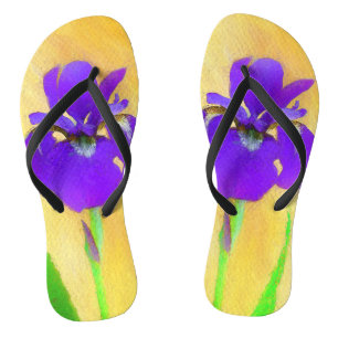 Purple Bearded Iris Painting - Cute Original Dog A Thongs