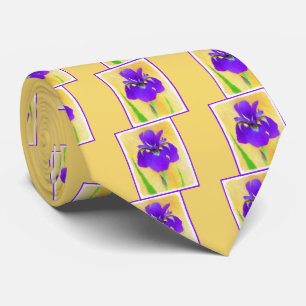 Purple Bearded Iris Painting - Cute Original Dog A Tie