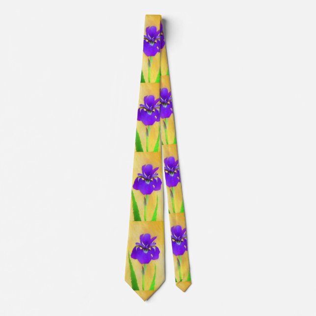 Purple Bearded Iris Painting - Cute Original Dog A Tie (Front)