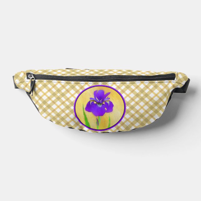 Purple Bearded Iris Painting Original Flower Art Bum Bags (Lay Down)