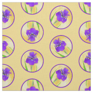 Purple Bearded Iris Painting Original Flower Art Fabric