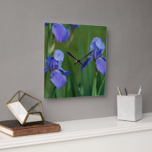 Purple Bearded Iris Square Clock