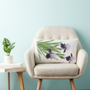 Purple Bearded Iris Trio Lumbar Cushion