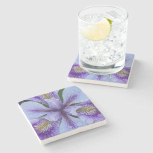 Purple Beardless Iris Floral Stone Coaster