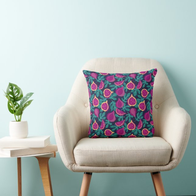purple beautiful fig pattern blue cushion (Chair)