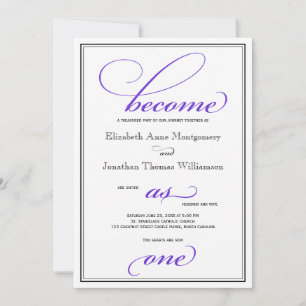 Purple Become as One Christian Wedding Invitation