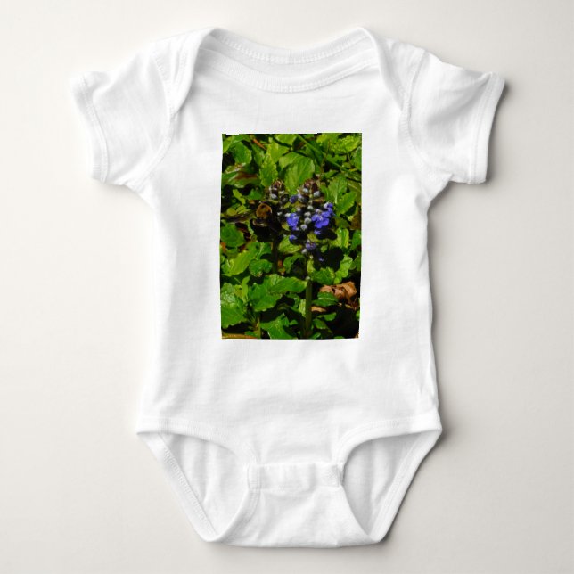 Purple Bee Balm and Bumble Bee Baby Bodysuit (Front)