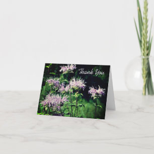Purple Bee Balm Flower Customisable Thank You Card