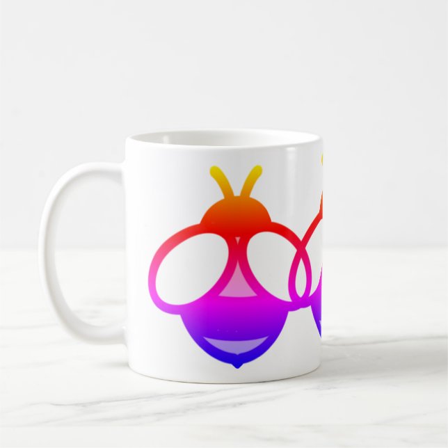 Purple Bee, pink honey bee, yellow bumblebee   Coffee Mug (Left)
