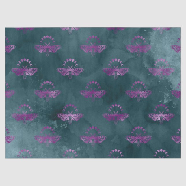 Purple Bees on Teal Decoupage Tissue Paper (Front)