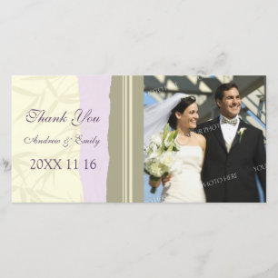 Purple Beige Thank You Wedding Photo Cards